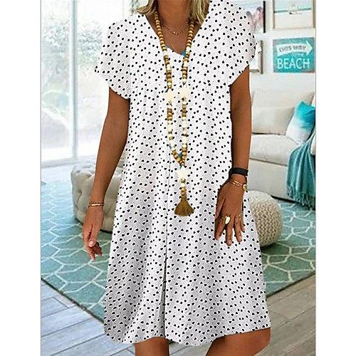 

Women's A-Line Dress Knee Length Dress - Short Sleeves Print Summer Casual Elegant 2020 White Blue Red Dusty Blue S M L XL XXL XXXL XXXXL XXXXXL