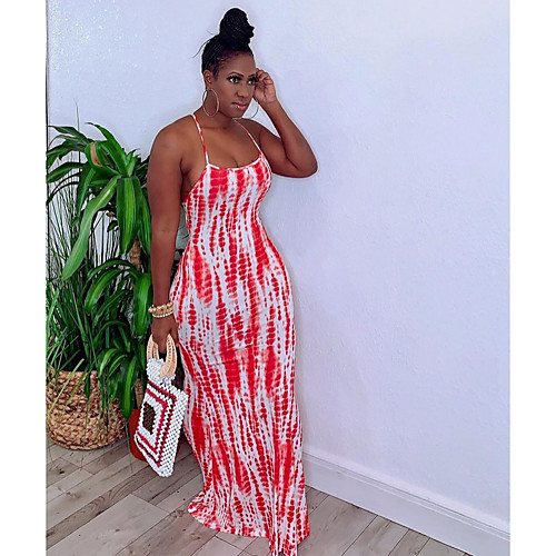 

Women's 2020 Orange Summer Dress Elegant A Line Geometric S M