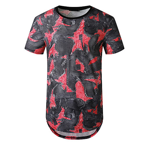 

Men's Tie Dye Print T-shirt Basic Daily Red / Dark Gray