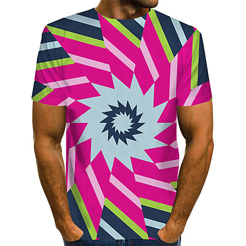 

Men's Geometric 3D Print T-shirt Street chic Exaggerated Daily Going out Rainbow