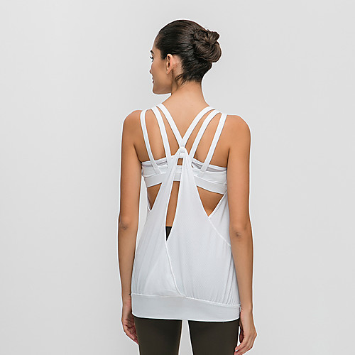 

Women's Yoga Top Yoga Built In Bra Tank Removable Pad Wireless Fashion White Black Purple Blue Elastane Yoga Running Fitness Top Sport Activewear Breathable Quick Dry Comfortable Freedom Stretchy