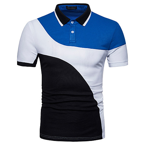 

Men's Daily Work Basic / Street chic Polo - Color Block Black & White, Patchwork White