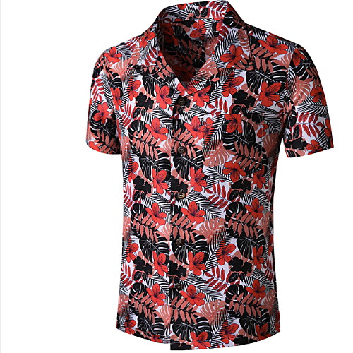 

Men's Graphic Print Shirt Tropical Daily Red