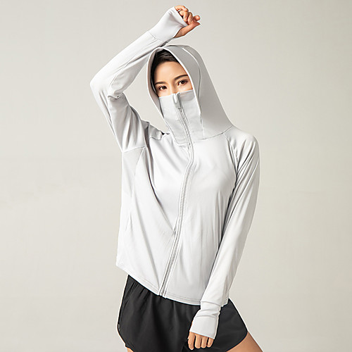 

Women's Mesh Mesh Track Jacket Running Jacket Hoodie with Mask Hooded Running Active Training Fitness Breathable Moisture Wicking Soft Sportswear Jacket Top Long Sleeve Activewear Stretchy
