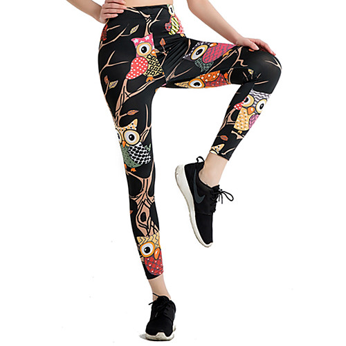 

Women's Sports / Yoga Sporty / Basic Legging - Color Block / Leaf, Print Mid Waist Black One-Size