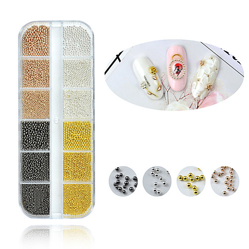 

12 Grids Multicolor Gold Silver Micro 3D Metal Nail Art Decorations Mix Size Caviar Beads Manicure Accessoires DIY Supplies Tool
