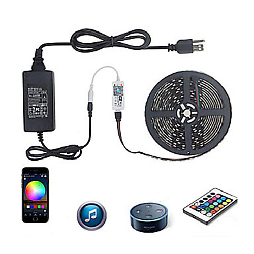 

ZDM WIFI Smart LED Strip Lights Kit 5050 RGB Tape Light Work with Alexa Google Home WiFi Wireless Smart Phone Controlled LED Set 16.4ft 300 LEDs Rope Light Waterproof & 12V 6A Power Supply