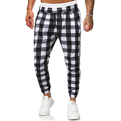 

Men's Basic Chinos / Sweatpants Pants - Plaid / Checkered / Print Classic Black US34 / UK34 / EU42 US36 / UK36 / EU44 US38 / UK38 / EU46