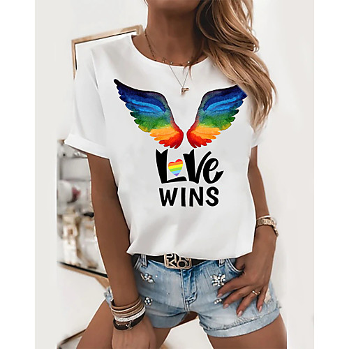 

Women's Graphic 3D Print Pleated Print T-shirt Street chic Exaggerated Daily Going out Rainbow