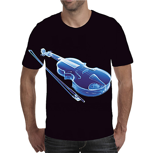 

Men's Holiday Going out Street chic / Exaggerated T-shirt - Geometric / Color Block / 3D Print Rainbow