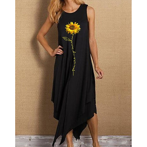 

Women's A Line Dress - Sleeveless Floral Summer Street chic 2020 Black S M L XL XXL XXXL