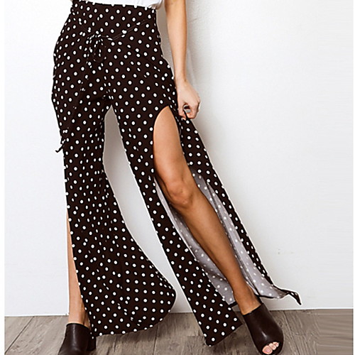 

Women's Street chic Wide Leg Pants - Leopard White Black Red S M L