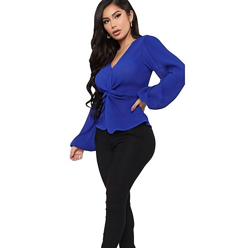 

Women's Daily Blouse - Solid Colored Blue