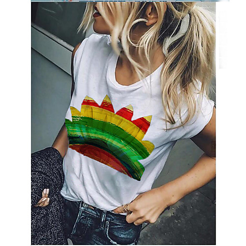 

Women's Rainbow Graphic Love Wins Print T-shirt Basic White