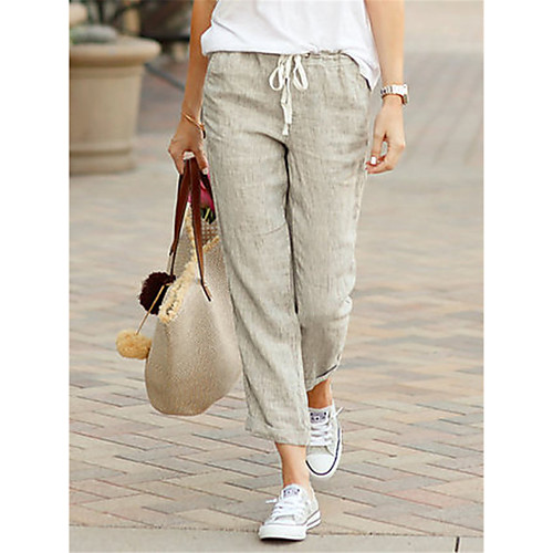 

Women's Basic Chinos Pants - Solid Colored Green Blue Black S M L