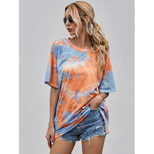 

Women's Tie Dye Tunic Basic Daily Orange