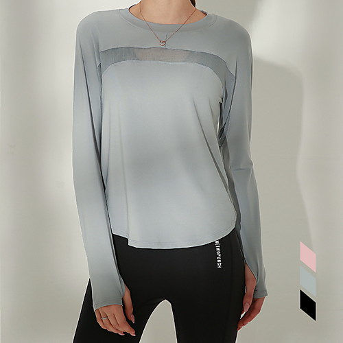 

Women's Yoga Top Thumbhole Patchwork Solid Color Black Pink Blue Mesh Elastane Yoga Running Fitness Tee / T-shirt Sleeveless Sport Activewear Breathable Quick Dry Comfortable Stretchy