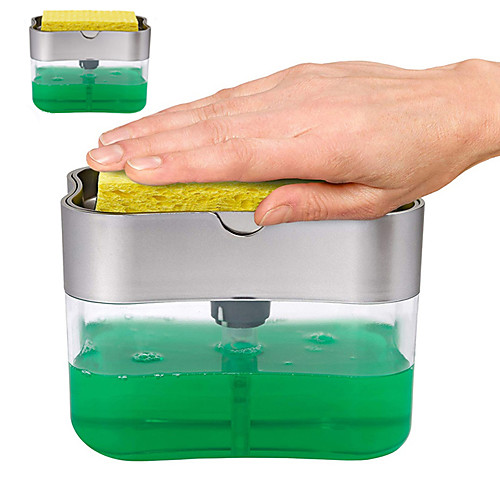 

Soap Dispenser Soap Pump Sponge Caddy New Creative Kitchen 2-in-1 Manual Press Liquid Soap Dispenser With Washing Sponge