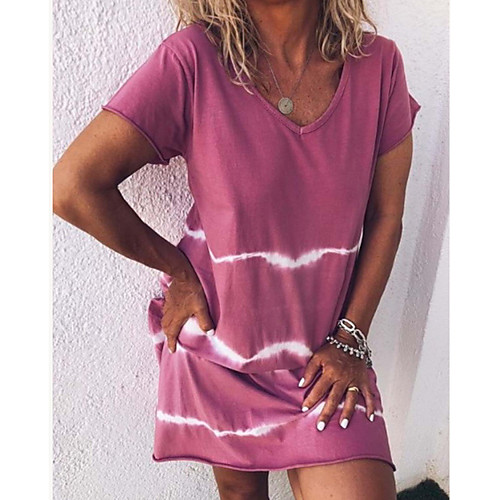 

Women's Sheath Dress Knee Length Dress - Short Sleeves Print Summer Elegant 2020 Purple Red Yellow Light Green Light Blue S M L XL XXL XXXL XXXXL XXXXXL