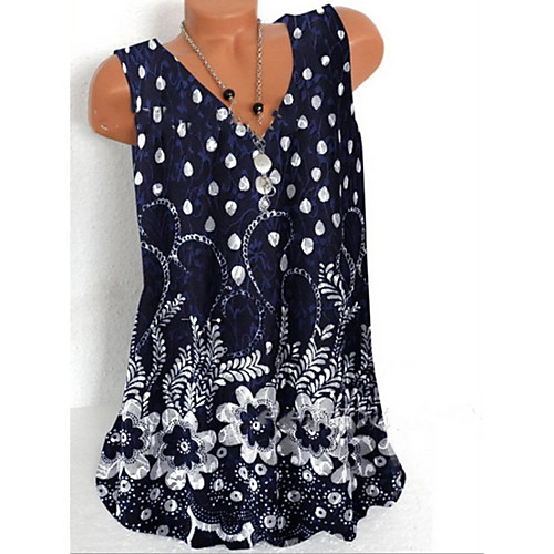 

Women's Polka Dot Print T-shirt Daily Wine / Black / Blue / Red