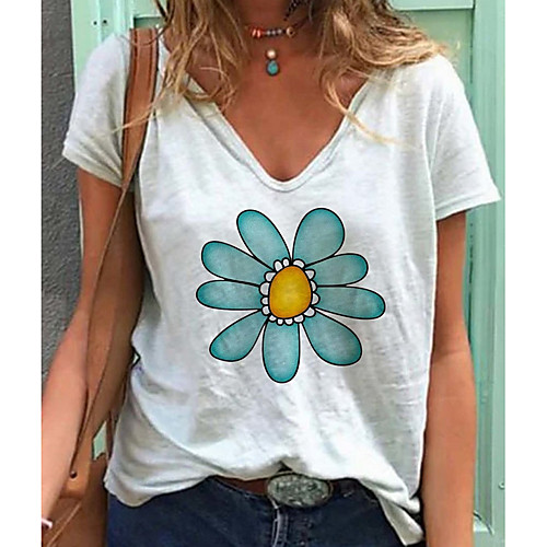 

Women's Daily T-shirt - Floral White