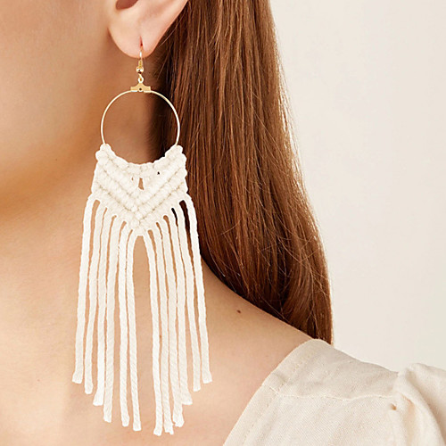 

Women's Hoop Earrings Braided Precious Earrings Jewelry Light Coffee / White / Purple For Holiday