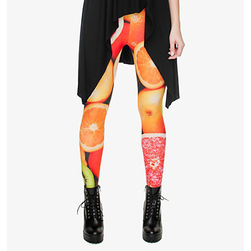 

Women's Sports / Yoga Sporty / Basic Legging - Print, Print Mid Waist Orange One-Size