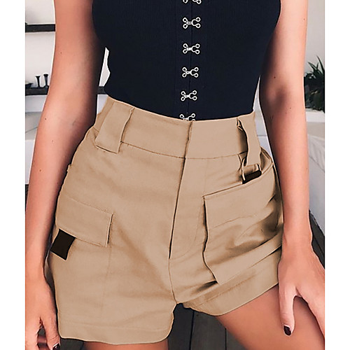 

Women's Active / Basic Shorts Pants - Solid Colored White Black Khaki S M L