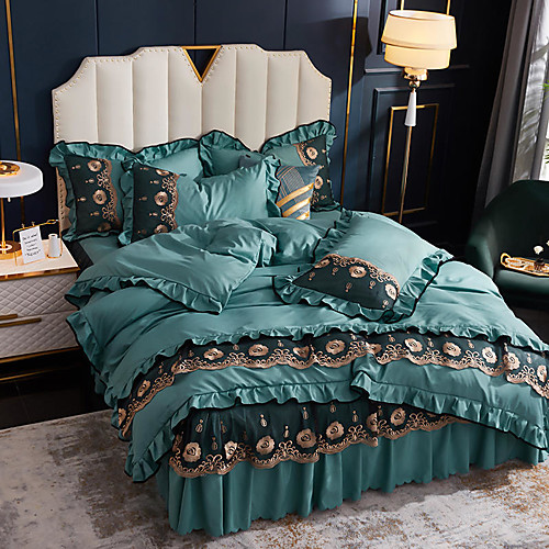 

Ice Silk Bed skirt four-piece Silk Slip Nude sleeping tencel summer quilt wash silk bedspread