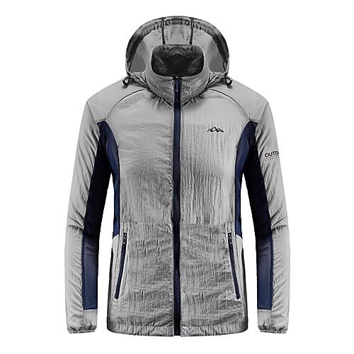 

Men's Hiking Jacket Outdoor Waterproof Windproof Breathable Quick Dry Hoodie Top Fishing Climbing Beach White / Grey / Blue