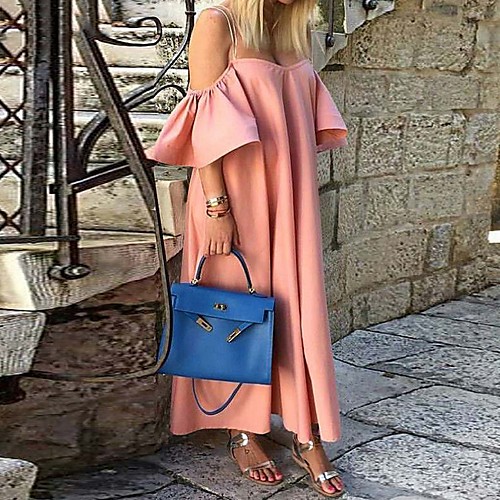

Women's 2020 Blushing Pink White Summer Dress Casual Shift Solid Color S M