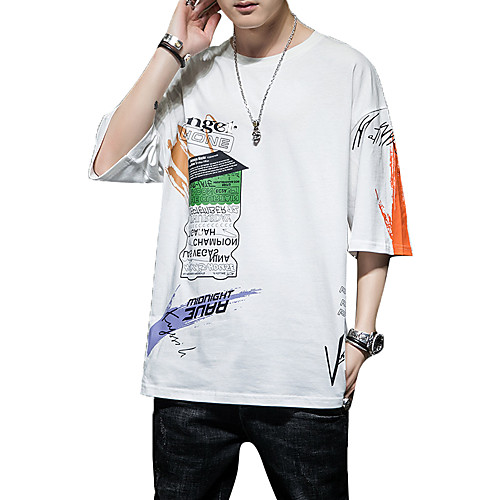 

Men's Daily Weekend T-shirt - Graphic / Solid Colored / Letter White
