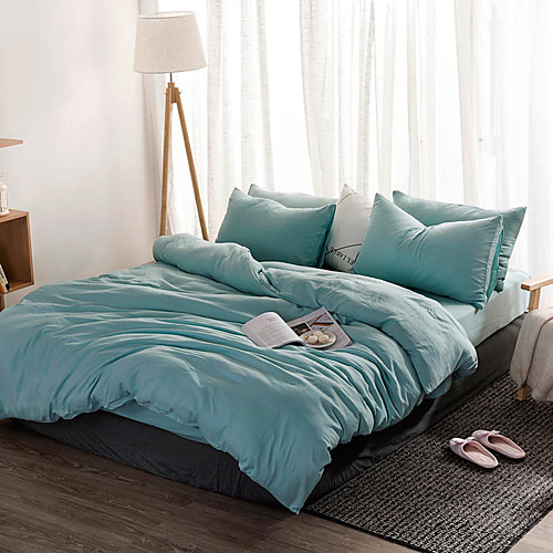 

Washed cotton four-piece bed sheet style bed sheet set simple air bed linen single double