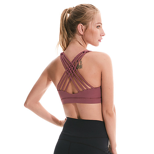 

Women's Sports Bra Medium Support Cross Back Removable Pad Fashion White Black Red Pink Elastane Yoga Running Fitness Top Sport Activewear Breathable Quick Dry Comfortable Freedom Stretchy