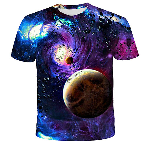 

Men's 3D Tie Dye Fantastic Beasts Print T-shirt Street chic Exaggerated Daily Holiday Round Neck Rainbow / Short Sleeve