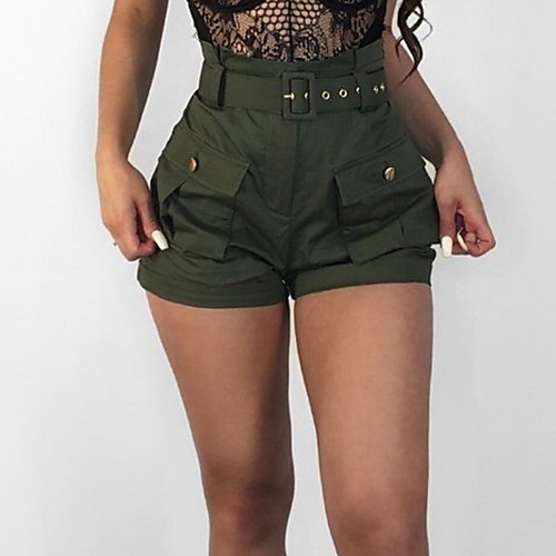 

Women's Basic Shorts / Cargo Pants - Solid Colored Army Green S M L