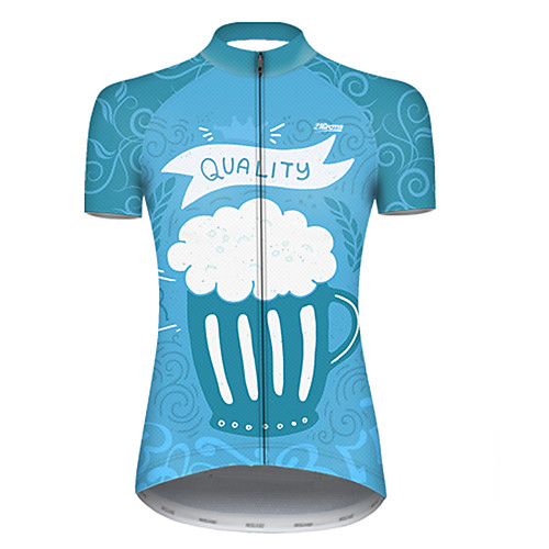 

21Grams Women's Short Sleeve Cycling Jersey Blue / White Oktoberfest Beer Bike Top Mountain Bike MTB Road Bike Cycling Breathable Sports Clothing Apparel / Micro-elastic