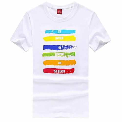 

Men's Graphic Solid Colored T-shirt Basic Street chic Daily Weekend White / Black / Red / Rainbow