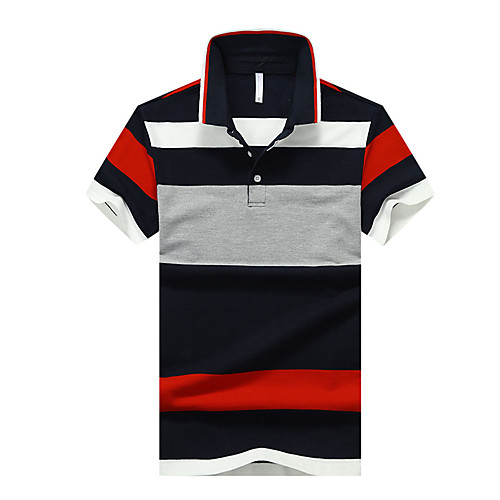

Men's Striped Color Block Polo Business Basic Daily Work Red / Green / Blue / Gray