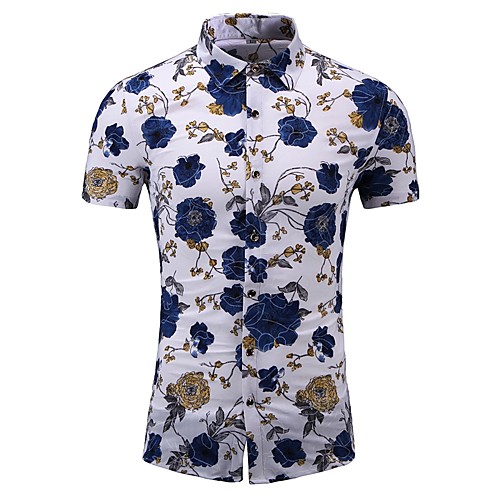 

Men's Floral Shirt Hawaiian Beach White