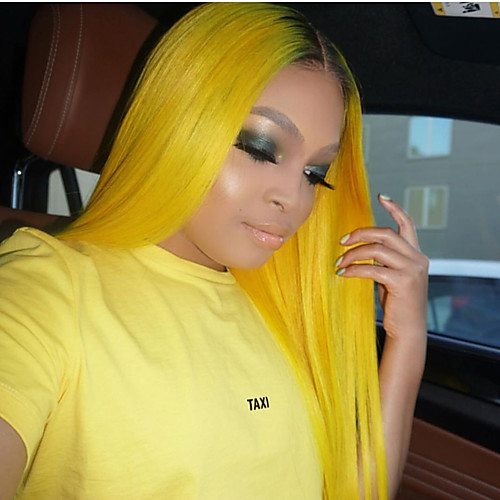

Synthetic Lace Front Wig Straight Shakira Middle Part Lace Front Wig Long Ombre Color Synthetic Hair 22-26 inch Women's Heat Resistant Women Hot Sale Ombre Yellow / Glueless