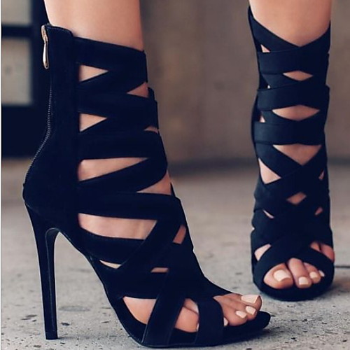 

Women's Sandals Summer Stiletto Heel Open Toe Daily PU Black / Red / Army Green