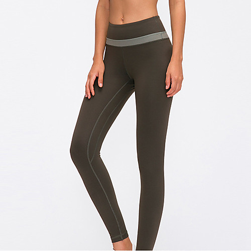 

Women's High Waist Yoga Pants Winter Color Block Black Green Purplish Grey Gray Elastane Running Fitness Gym Workout Tights Leggings Sport Activewear Breathable Moisture Wicking Butt Lift Tummy