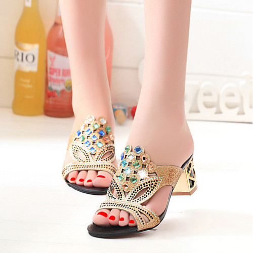 

Women's Sandals Summer Block Heel Peep Toe Daily PU Blue / Black / Beige