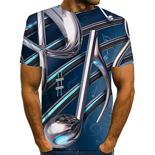 

Men's Geometric 3D Print T-shirt Street chic Exaggerated Daily Going out Rainbow