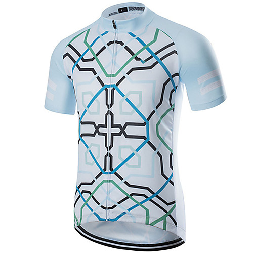 

21Grams Men's Short Sleeve Cycling Jersey Blue / Black Bike Jersey Top Mountain Bike MTB Road Bike Cycling UV Resistant Breathable Quick Dry Sports Clothing Apparel / Stretchy