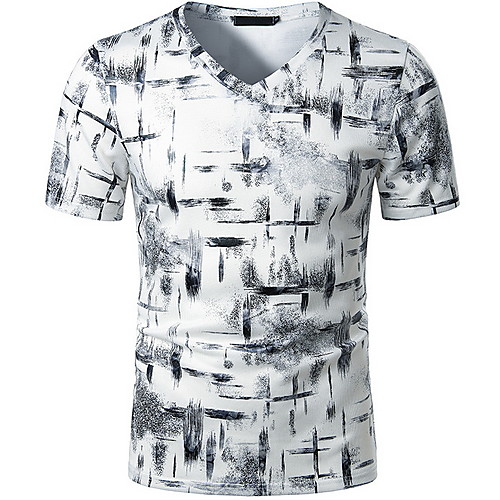 

Men's Geometric Print T-shirt Basic Daily White / Light gray