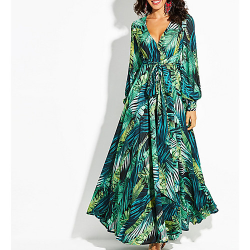 

Women's Purple Green Dress Swing Floral S M