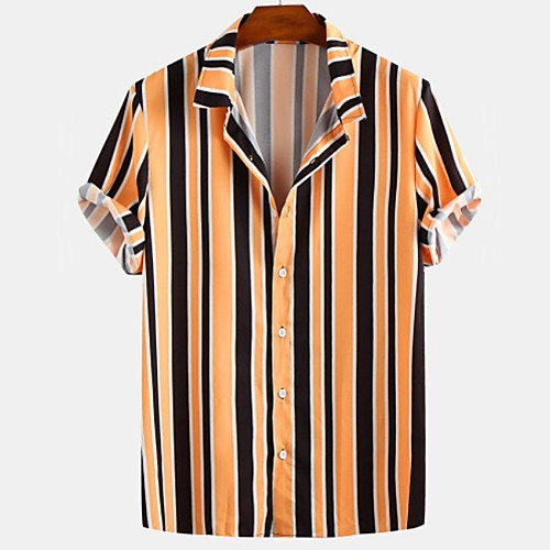 

Men's Holiday Beach Tropical / Hawaiian Shirt - Striped Yellow