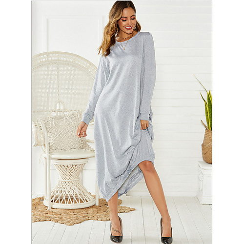 

Women's 2020 Black Gray Summer Dress Casual A Line Solid Color S M
